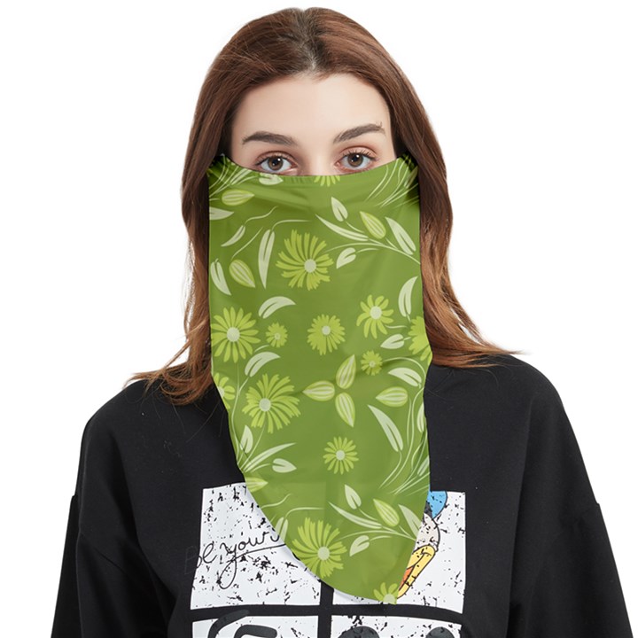 Folk flowers art pattern  Face Covering Bandana (Triangle)