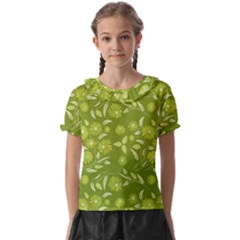 Folk Flowers Art Pattern  Kids  Frill Chiffon Blouse by Eskimos