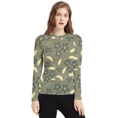 Folk Flowers Art Pattern  Women s Long Sleeve Rash Guard by Eskimos