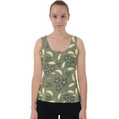 Folk Flowers Art Pattern  Velvet Tank Top