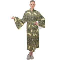 Folk Flowers Art Pattern  Maxi Velour Kimono by Eskimos