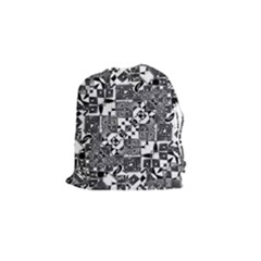 Black And White Geometric Print Drawstring Pouch (small)