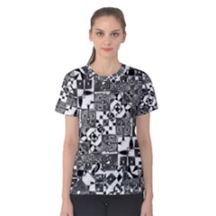 Black And White Geometric Print Women s Cotton Tee