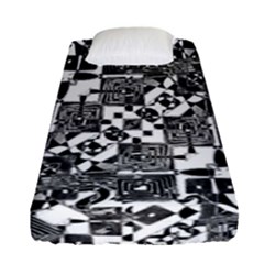 Black And White Geometric Print Fitted Sheet (single Size) by dflcprintsclothing