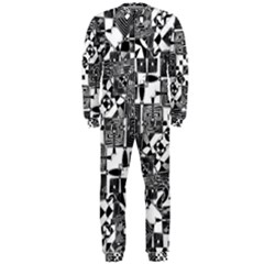 Black And White Geometric Print Onepiece Jumpsuit (men)  by dflcprintsclothing