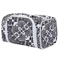 Black And White Geometric Print Toiletries Pouch