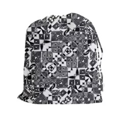 Black And White Geometric Print Drawstring Pouch (2xl) by dflcprintsclothing