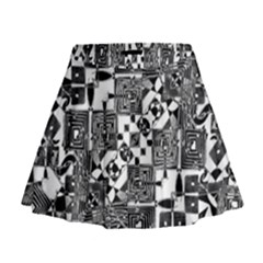 Black And White Geometric Print Mini Flare Skirt by dflcprintsclothing