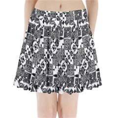 Black And White Geometric Print Pleated Mini Skirt by dflcprintsclothing