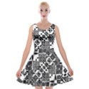 Black And White Geometric Print Velvet Skater Dress View1