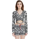 Black And White Geometric Print Velvet Wrap Crop Top and Shorts Set View1