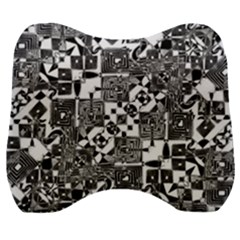 Black And White Geometric Print Velour Head Support Cushion by dflcprintsclothing