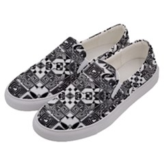 Black And White Geometric Print Men s Canvas Slip Ons by dflcprintsclothing