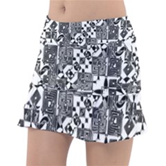 Black And White Geometric Print Classic Tennis Skirt by dflcprintsclothing