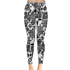 Black And White Geometric Print Inside Out Leggings by dflcprintsclothing