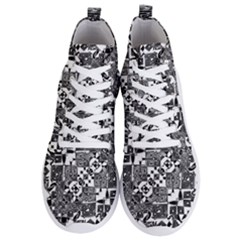 Black And White Geometric Print Men s Lightweight High Top Sneakers by dflcprintsclothing