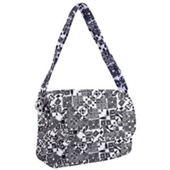 Black And White Geometric Print Courier Bag by dflcprintsclothing