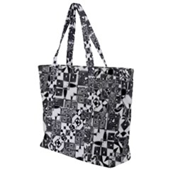 Black And White Geometric Print Zip Up Canvas Bag by dflcprintsclothing