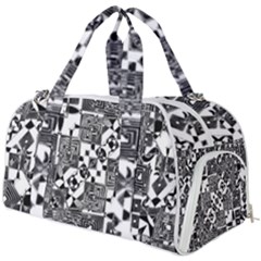 Black And White Geometric Print Burner Gym Duffel Bag by dflcprintsclothing