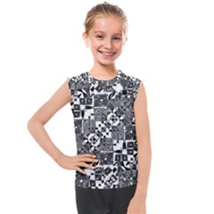 Black And White Geometric Print Kids  Mesh Tank Top