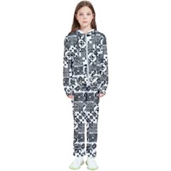 Black And White Geometric Print Kids  Tracksuit by dflcprintsclothing