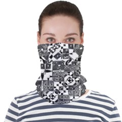 Black And White Geometric Print Face Seamless Bandana (adult)