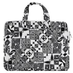 Black And White Geometric Print Macbook Pro Double Pocket Laptop Bag