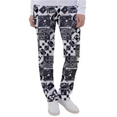 Black And White Geometric Print Women s Casual Pants