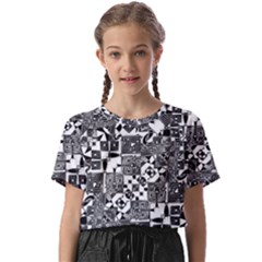 Black And White Geometric Print Kids  Basic Tee