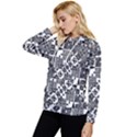 Black And White Geometric Print Women s Lightweight Drawstring Hoodie View2