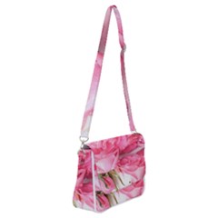 Magenta Bouquet Shoulder Bag With Back Zipper by kaleidomarblingart