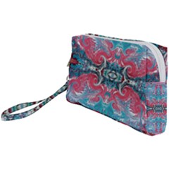 Turquoise Arabesque Repeats Wristlet Pouch Bag (small)