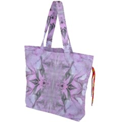 Pastels Symmetry Drawstring Tote Bag by kaleidomarblingart