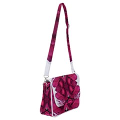 Diagonal Magenta Bouquet Shoulder Bag With Back Zipper by kaleidomarblingart