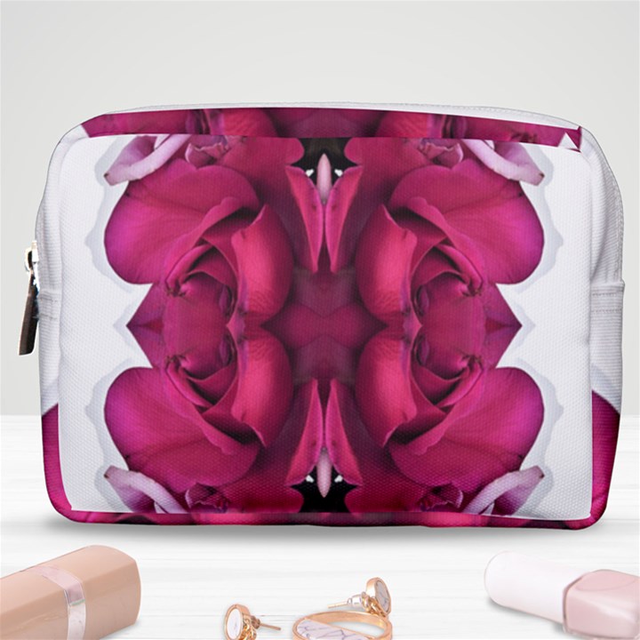 Diagonal Magenta Bouquet Make Up Pouch (Medium)