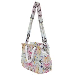 Painted Web Repeats Rope Handles Shoulder Strap Bag