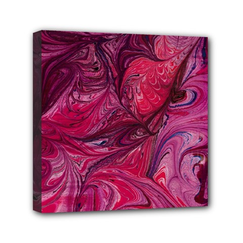 Red Feathers Mini Canvas 6  X 6  (stretched) by kaleidomarblingart