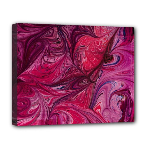 Red Feathers Deluxe Canvas 20  X 16  (stretched) by kaleidomarblingart