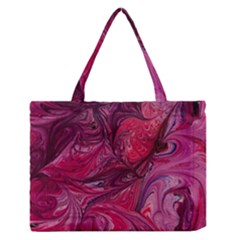 Red Feathers Zipper Medium Tote Bag by kaleidomarblingart