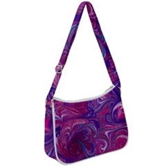 Painted Feathers Zip Up Shoulder Bag by kaleidomarblingart