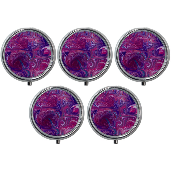 Painted feathers Mini Round Pill Box (Pack of 5)