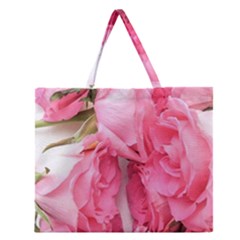 Scattered Magenta Roses Zipper Large Tote Bag by kaleidomarblingart