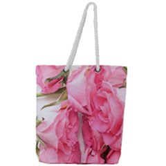 Scattered Magenta Roses Full Print Rope Handle Tote (large) by kaleidomarblingart