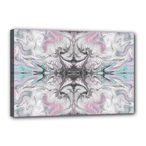 Pink On Grey Arabesque Canvas 18  X 12  (stretched) by kaleidomarblingart