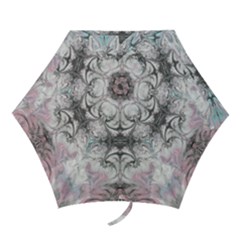 Pink On Grey Arabesque Mini Folding Umbrellas by kaleidomarblingart