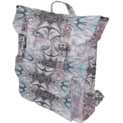 Pink On Grey Arabesque Buckle Up Backpack by kaleidomarblingart