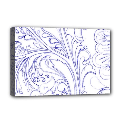 Blue Biro Ornate Deluxe Canvas 18  X 12  (stretched) by kaleidomarblingart