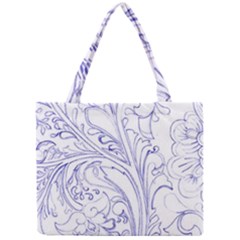 Blue Biro Ornate Mini Tote Bag by kaleidomarblingart