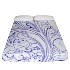 Blue Biro Ornate Fitted Sheet (queen Size) by kaleidomarblingart