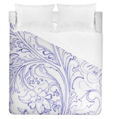 Blue Biro Ornate Duvet Cover (queen Size) by kaleidomarblingart